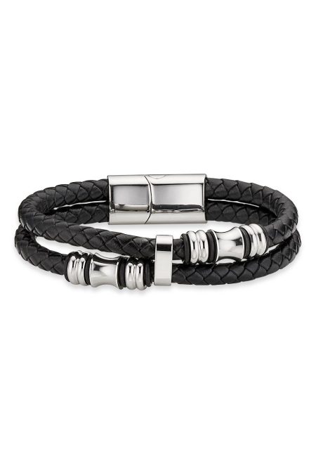 Bruno Banani Leren armband Sieraad cadeau armketting bijl leren band breed zilverkleur