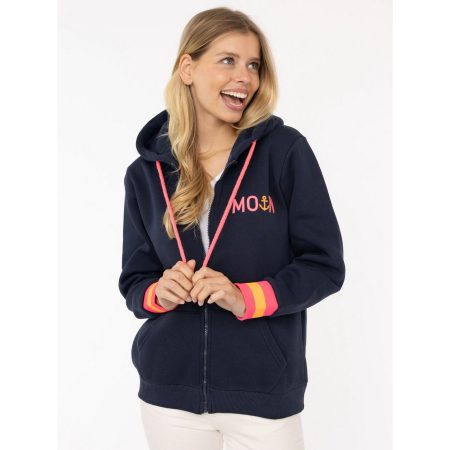 Zwillingsherz Sweatvest "Moin ZH" met moin en anker borduurwerk en contrasterende boorden