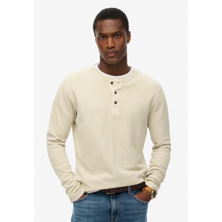 Superdry Shirt met lange mouwen WAFFLE LONG SLEEVE HENLEY TOP
