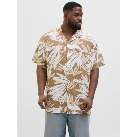 Jack & Jones PlusSize Overhemd met korte mouwen JJEJEFF TROPICAL AOP RESORT SHIRT SN PLS