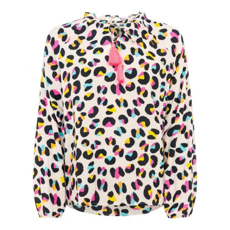 Zwillingsherz Blouse zonder sluiting Crazy Leo met kleurrijk leopardenmotief