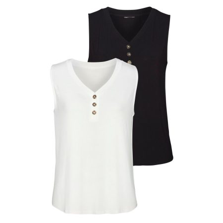 Lascana Shirttop Met sierknoppen in hoornlook (2-delig