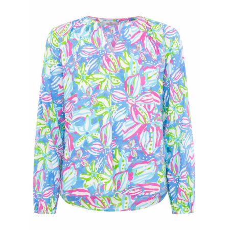 Zwillingsherz Blouse zonder sluiting Bloemendroom met bloemenmotief en gekleurde rand bij de hals