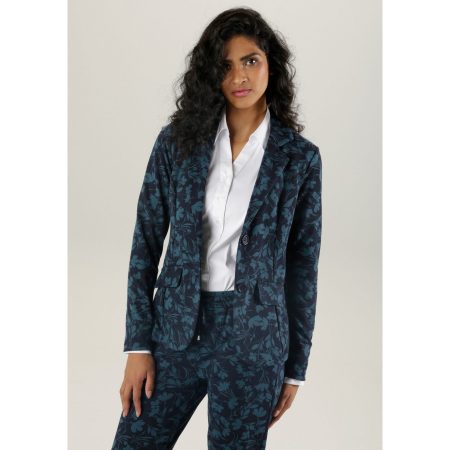 Aniston SELECTED Korte blazer met kleurharmonisch jacquard-bloemenmotief
