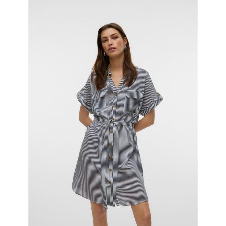 Vero Moda Midi-jurk VMBUMPY SS SHORT SHIRT DRESS WVN GA NOOS