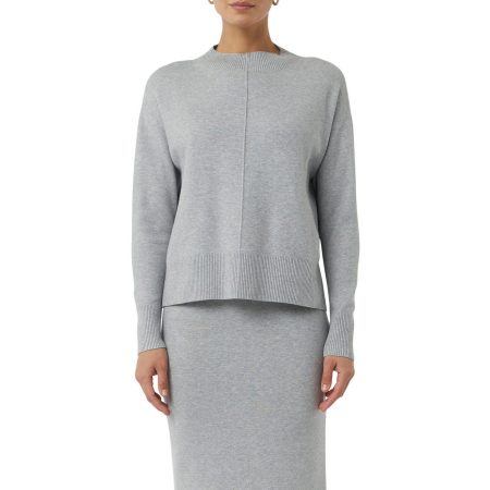 comma casual identity Trui met ronde hals Met siernaad