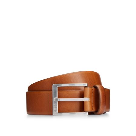 Boss Leren riem met vierkante sluiting en gegraveerd logo