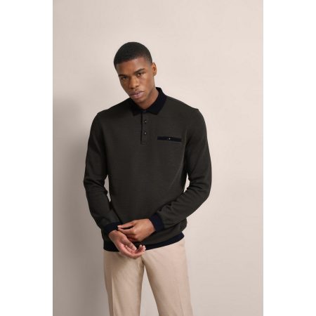 Bugatti Poloshirt met lange mouwen met structuurkraag