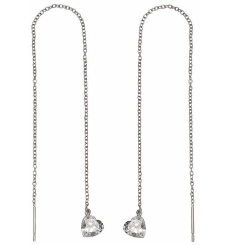 Firetti Paar oorhangers Sieraad cadeau zilver 925 oorbellen doorlopende harten glinsterend