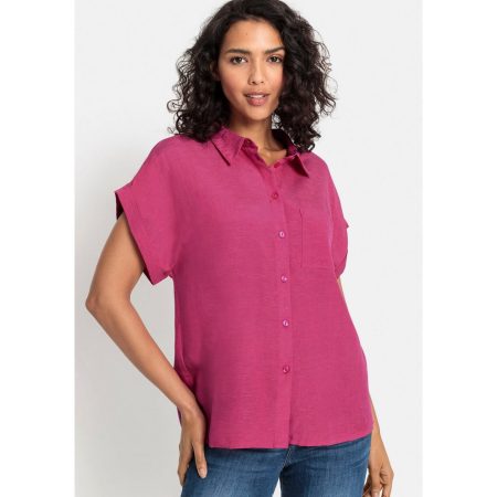 Lascana Overhemdblouse van mix van linnen met knoopsluiting