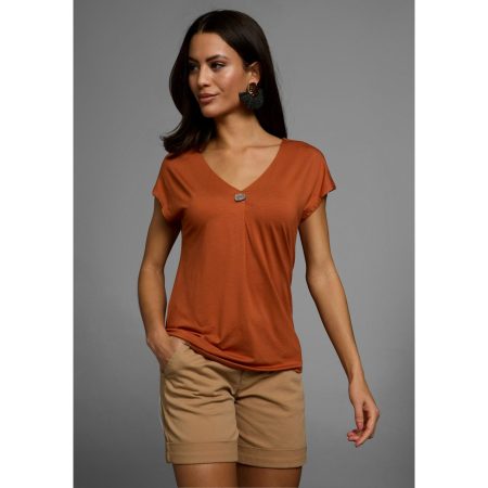 Laura Scott Shirt met korte mouwen met decoratieve knop in parelmoer-look - nieuwe collectie