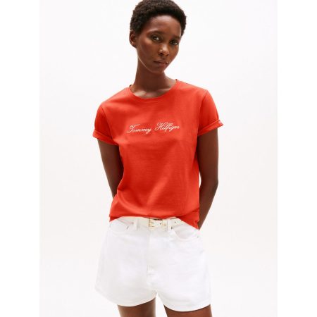 Tommy Hilfiger Shirt met korte mouwen SCRIPT REG C-NK SS T-SHIRT met tommy hilfiger script-logo-opschrift