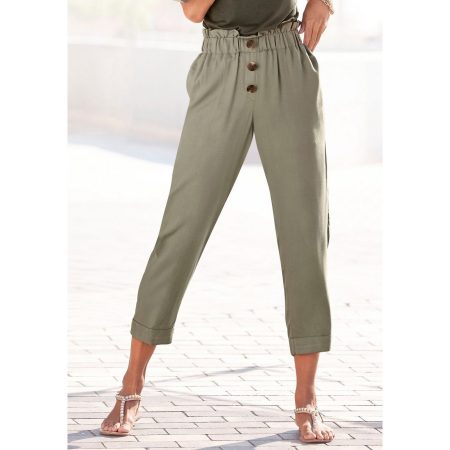 Lascana Paperbag-broek met sierknopen en elastische tailleband