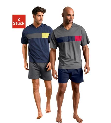 le jogger® Pyjama met colourblock-inzetten (4-delig