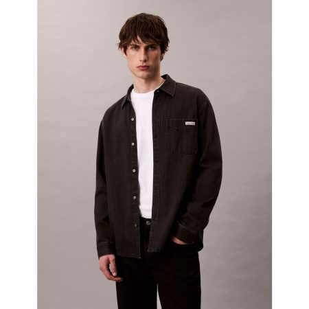 Calvin Klein Overhemd met lange mouwen CLASSIC 205 BLACK OVERSHIRT