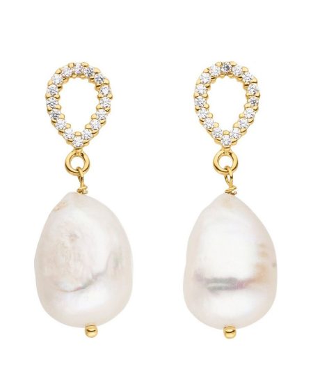 Firetti Oorstekers Sieraad cadeau oorbellen parel glinsterend Made in Germany - met een zirkoon (synth.) - met zoetwater-cultivéparel