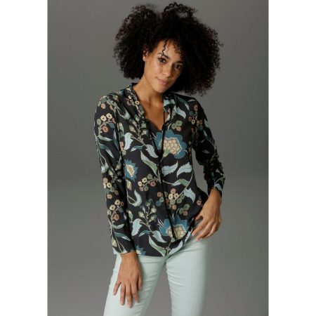Aniston CASUAL Blouse zonder sluiting met schilderachtige bloemenprint