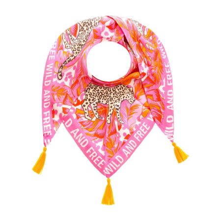Zwillingsherz Modieus sjaaltje Jungle Leopard met leopardenprint en kwastjes