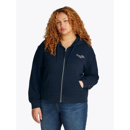 Tommy Hilfiger Curve Sweatvest CRV REG SCRIPT ZIP HOODIE in grote maten