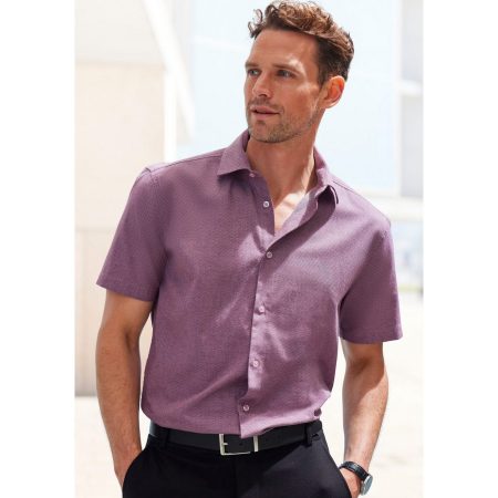 H.I.S Overhemd met korte mouwen Regular fit elastisch jacquard korte mouwen shirt