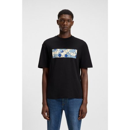 HUGO Blue T-shirt Nurix met coole print