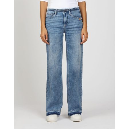 GANG Wijde jeans 94AMELIE WIDE FIT met franjes aan de zoom en boorden