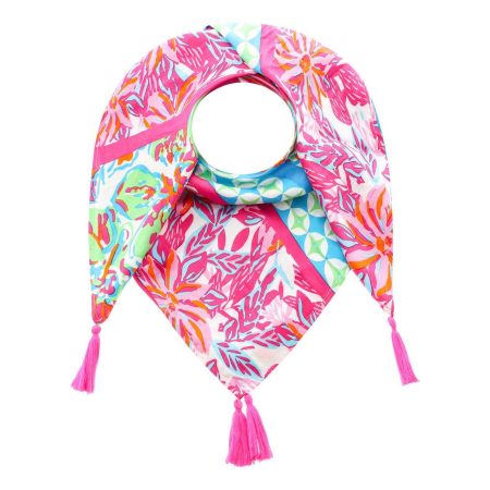 Zwillingsherz Modieus sjaaltje Hawaii Blume met franjes en kleurrijk bloemenpatroon