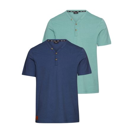 H.I.S Henleyshirt met knoopsluiting (2 stuks)