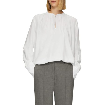 s.Oliver BLACK LABEL Blouse met lange mouwen met lichte rimpeling aan de kraag