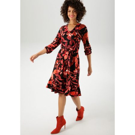 Aniston CASUAL Jerseyjurk (Met een afneembare bindstrik)