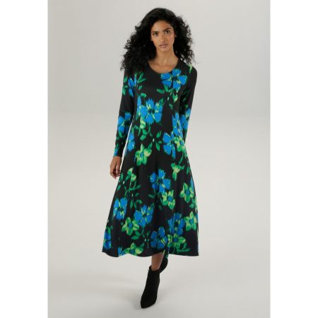 Aniston SELECTED Midi-jurk met bloemenprint in vervaagde look