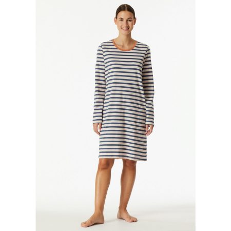 Schiesser Nachthemd Casual Essentials met lange mouwen en zijzakken