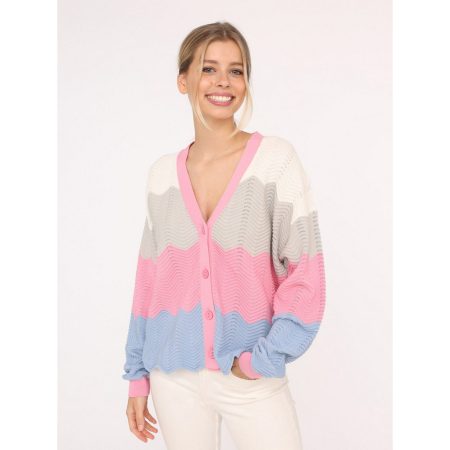 Zwillingsherz Vest Blok Golven Met effen boorden