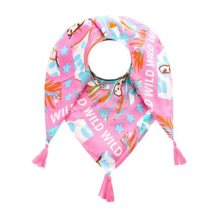 Zwillingsherz Modieus sjaaltje Vierkant "Wilde Jungle" met leoparden en kwastjes