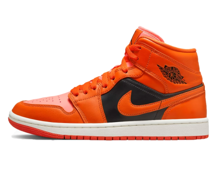 Nike - Unisex - Air Jordan 1 Mid SE Sneakers - Multicolour/Oranje/Rood/Zwart - Maat 38