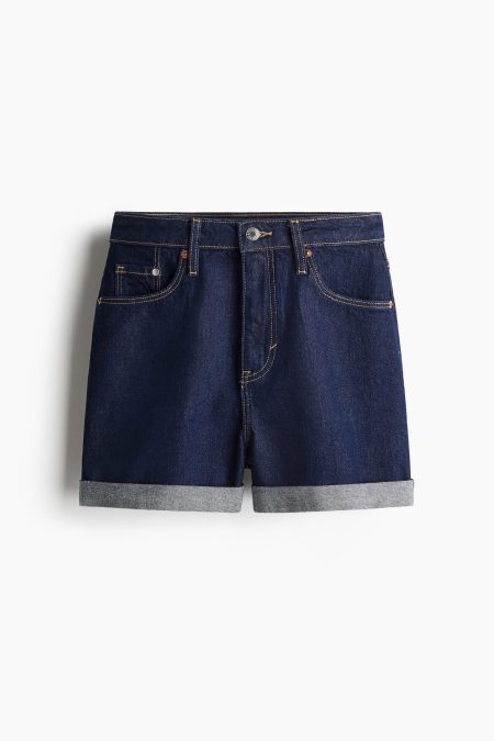 H & M - Mom Ultra High Denim short - Blauw