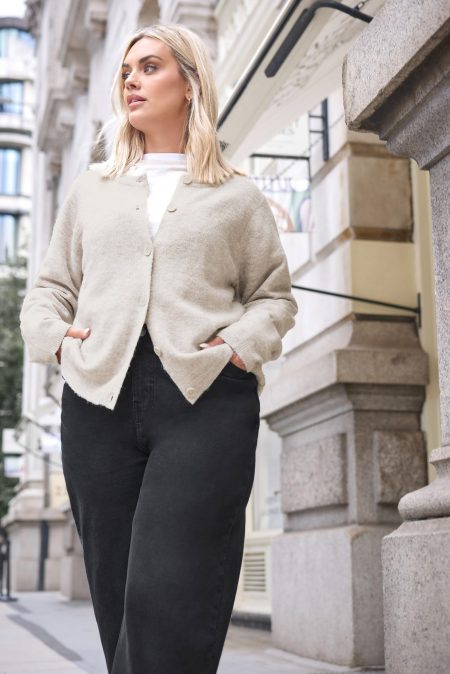 Yours Zacht Gebreid Vest Met Knopen In Lichtbruin