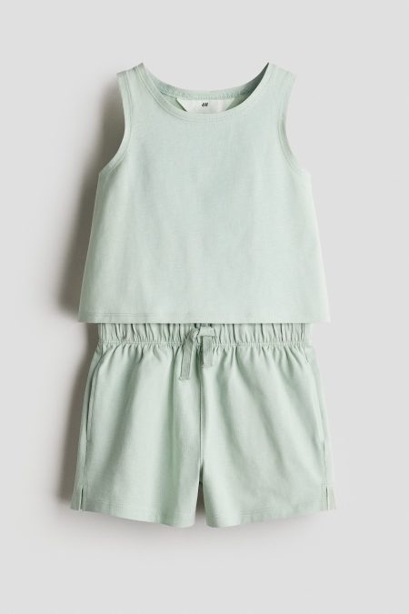 H & M - Tweedelige katoenen set - Groen