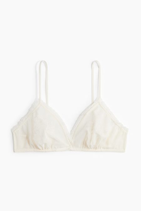 H & M - Soft-bh met borduursel - Wit