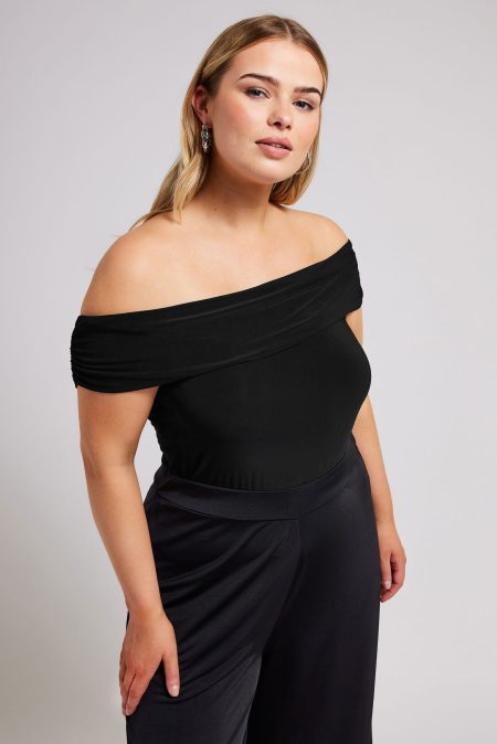 Yours London Body Met Bardothals In Zwart Size 58-60