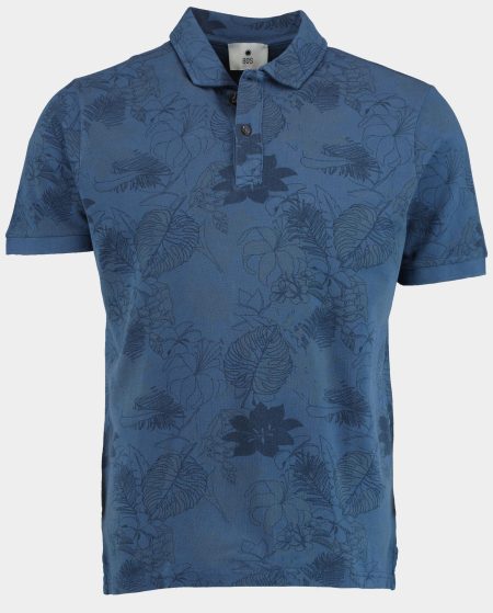 Bos Polo korte mouw Blauw Polo print 2822425/215 Denim