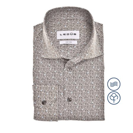 Ledub Business hemd lange mouw Bruin LE24204 MFN 5 0142595/680-000-000