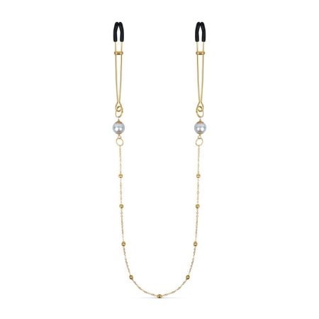 Gouden Tepelklemmen met Ketting en Parels