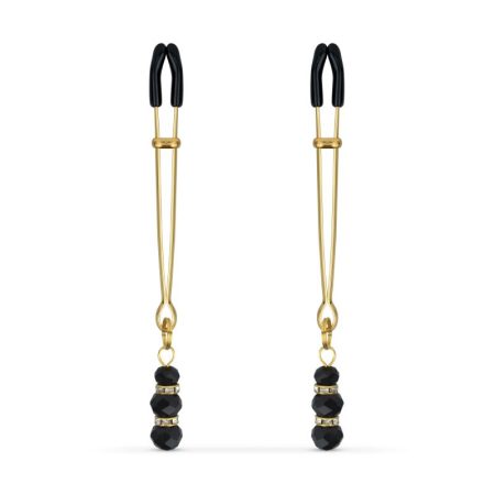 Gouden Tepelklemmen met Zwarte Kraaltjes