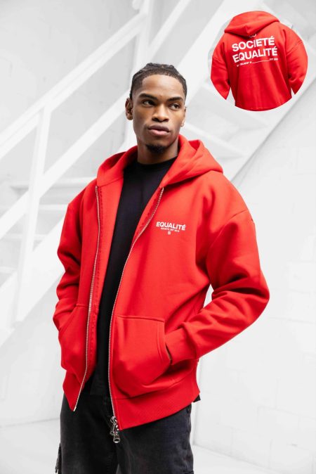 Equalité Societe Oversized Full Zip Hoodie Heren Rood - Maat L - Kleur: Rood | Soccerfanshop