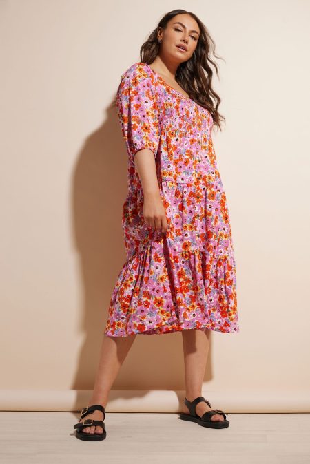 Yours Gelaagde Midijurk Met Bloemontwerp