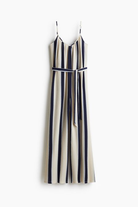 H & M - Jumpsuit met strikceintuur - Beige