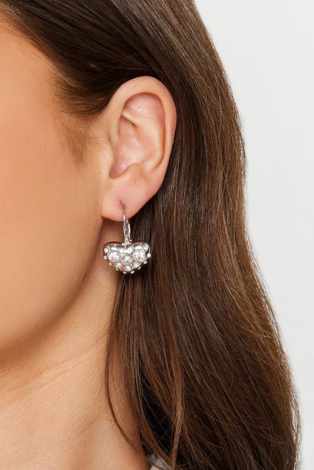 Oorbellen Met Harthangertje En Diamantjes In Zilver