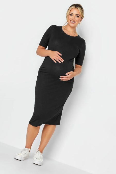 Bump It Up Maternity Midijurk Met Korte Mouwen In Zwart