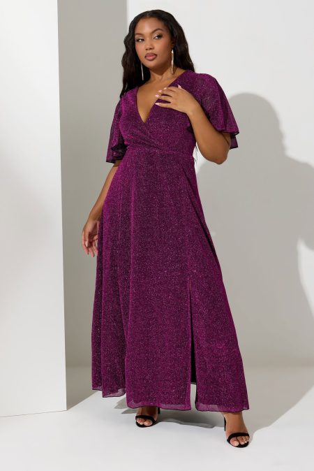 Yours London Maxi Wikkeljurk Met Split In Metallic Roze